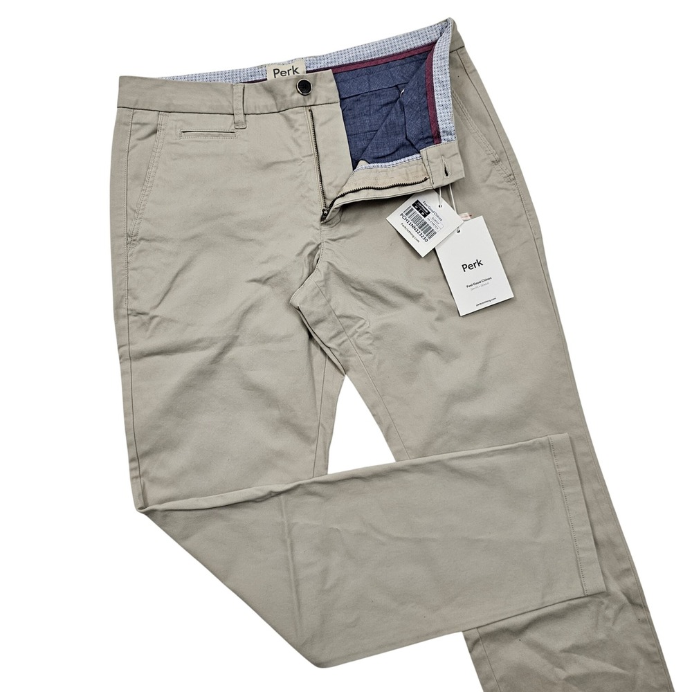 NEW Perk Feel Good Chinos Mens 32x30 Khaki Slim Fit Stretch PCH11NN323230 Preppy